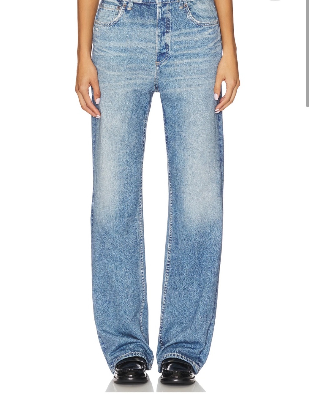 rag & bone miramar terry shea Light Blue High-Rise Wide-Leg Jeans